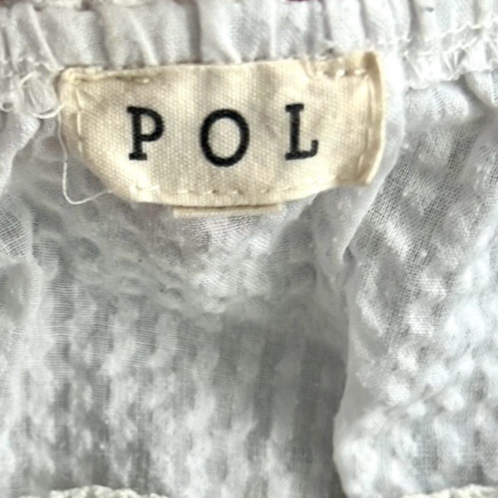 NWT Anthro Pol, White Eyelet Off Shoulder Boho Bell Sleeve Crop Top, EUC, Size L - Picture 2 of 7